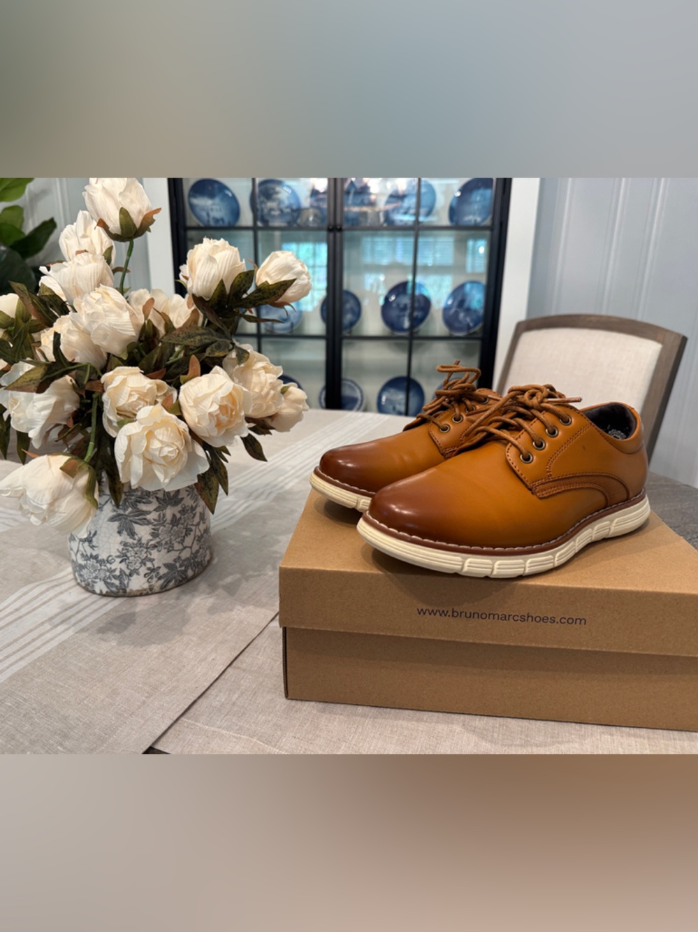 Bruno Marc Kids Tan Lace-Up Dress Shoes with Cream Sole